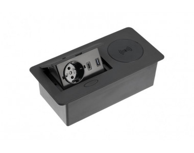 Подовжувач GTV AVARO PLUS 1хSCHUKO, USB А+C індукційна зарядка 5W дріт 1,5м чорний (AE-PB1SAVAР-20)