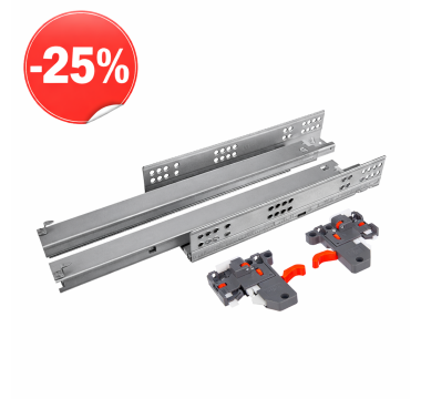 Направляючі прихованого монтажу з ДОТЯГОМ 300мм Clip 3D (16мм) GIFF PRIME повного висуву (РОЗПРОДАЖ)